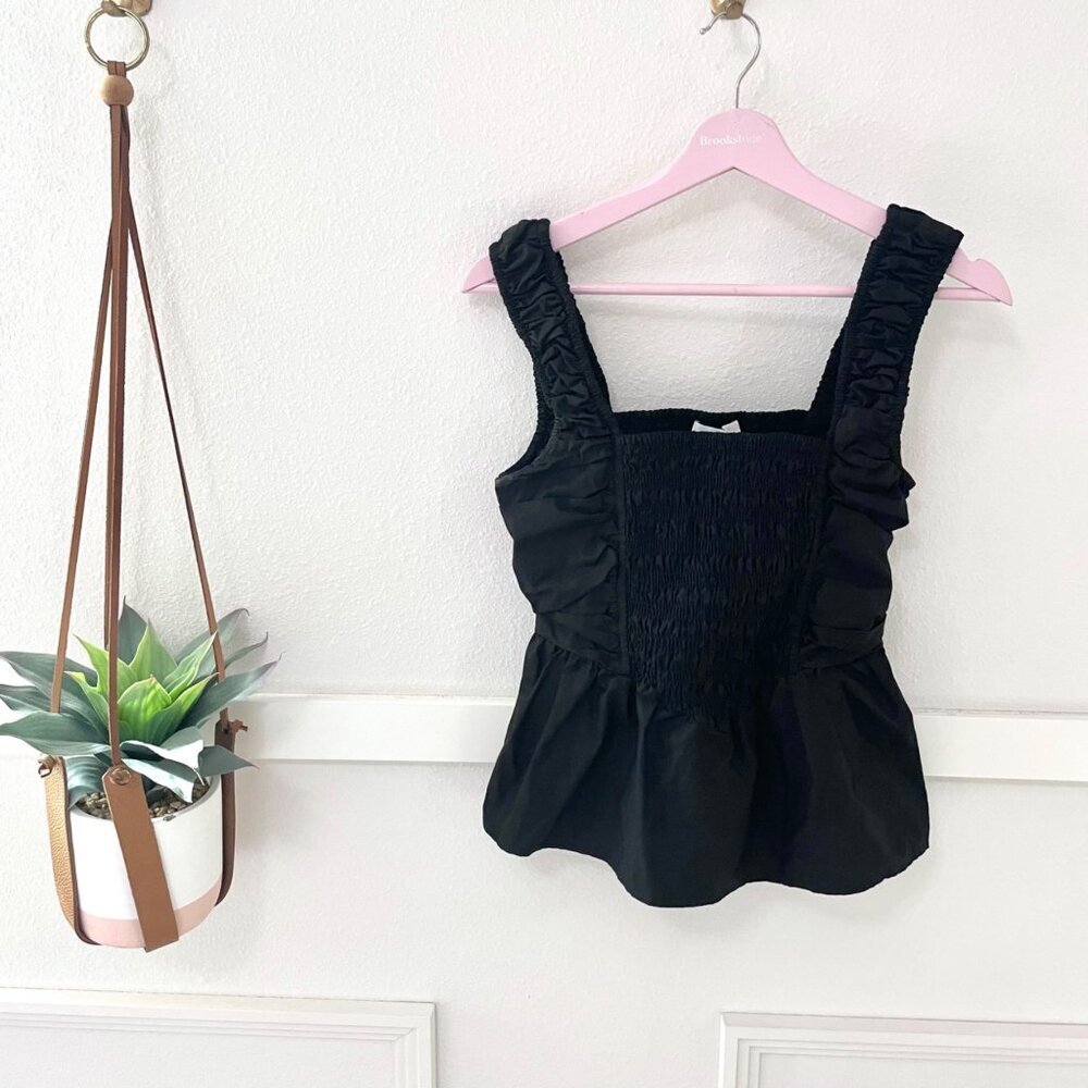 GANNI Gathered Detailing Peplum Blouse Size 38/ US 6 Black - Picture 2 of 8